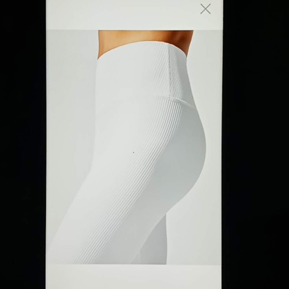 Carbon38 Ribbed Regular Rise 7/8 Legging-White - Picture 9 of 12